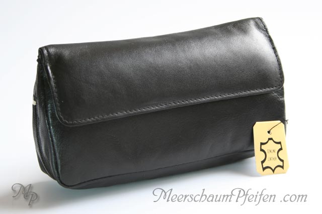 Pipe pouch black for 1 pipe, incl. pocket for Tobacco