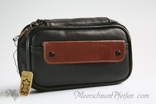 SEPILO Pipe pouch black/brown for 3 pipes, with Tobacco Pouch
