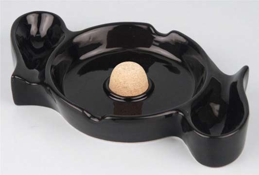 Pipe Ashtray Black CERAMIC for 2 Pipes