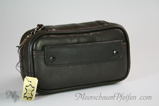SEPILO Pipe pouch dk.brown/black for 3 pipes, with Tobacco Pouch