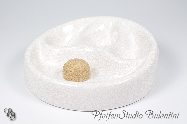Pipe Ashtray LUCIDA MONTE - Ceramic White Craquelé
