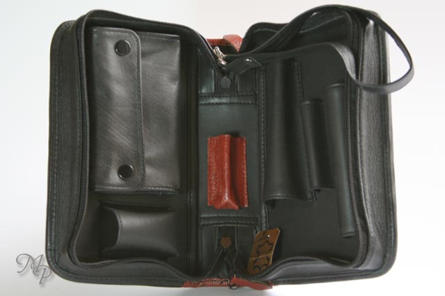 Pipe pouch black/brown for 2 pipes, incl. Tobacco Bag
