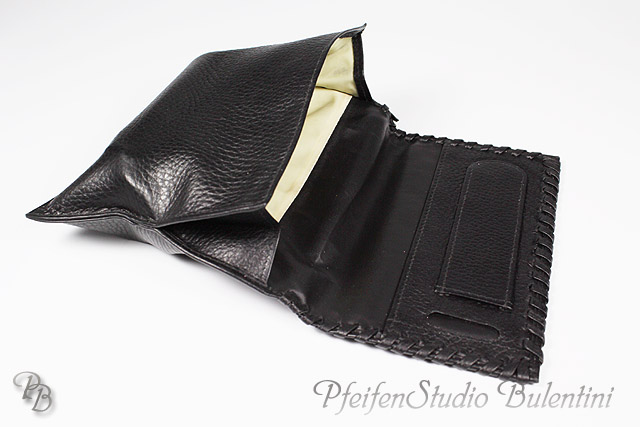Tobacco Pouch TEXAS black - big, Genuine Leather